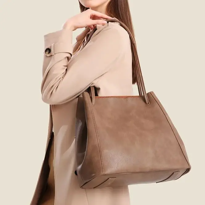 

Women's Large Capacity Bucket Bag Commuter Tote, Shoulder or Crossbody, with Inner Liner, Soft and Durable