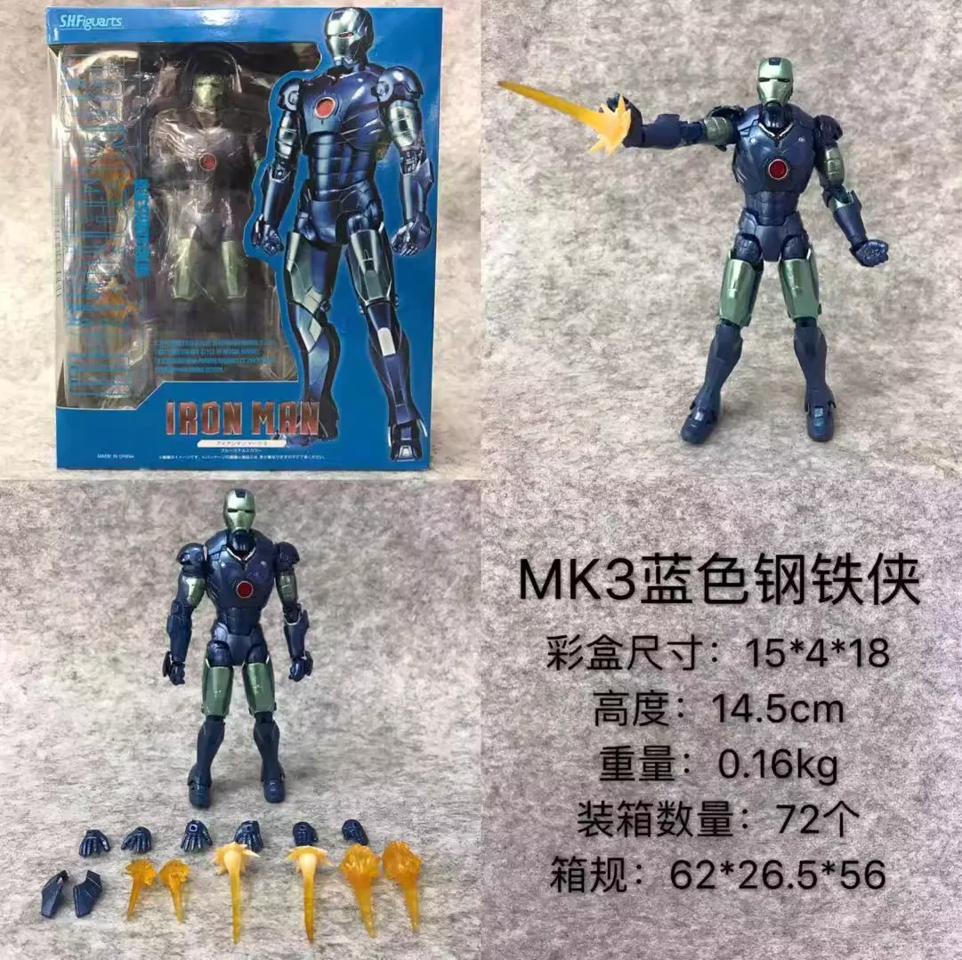 

15cm In Stock Shf Blue Iron Man Mk3 Limited Edition Movable Toy Figurine Model Ornament For The Venue