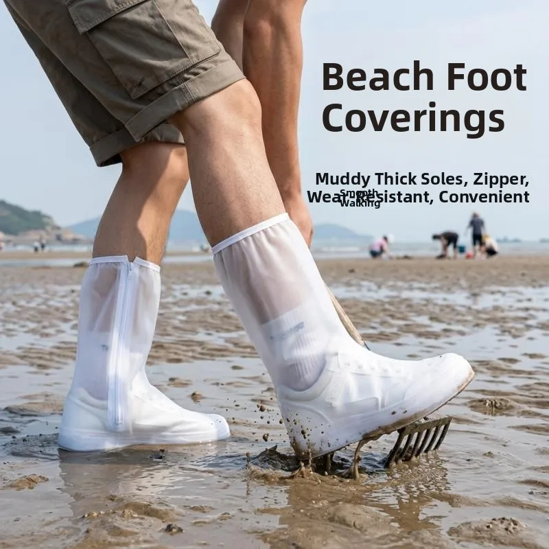 

Thickened Disposable High-Tube Shoe Covers Waterproof Non-Slip Reusable Rain Boots Special Sea Rush Water Shoes PVC Material