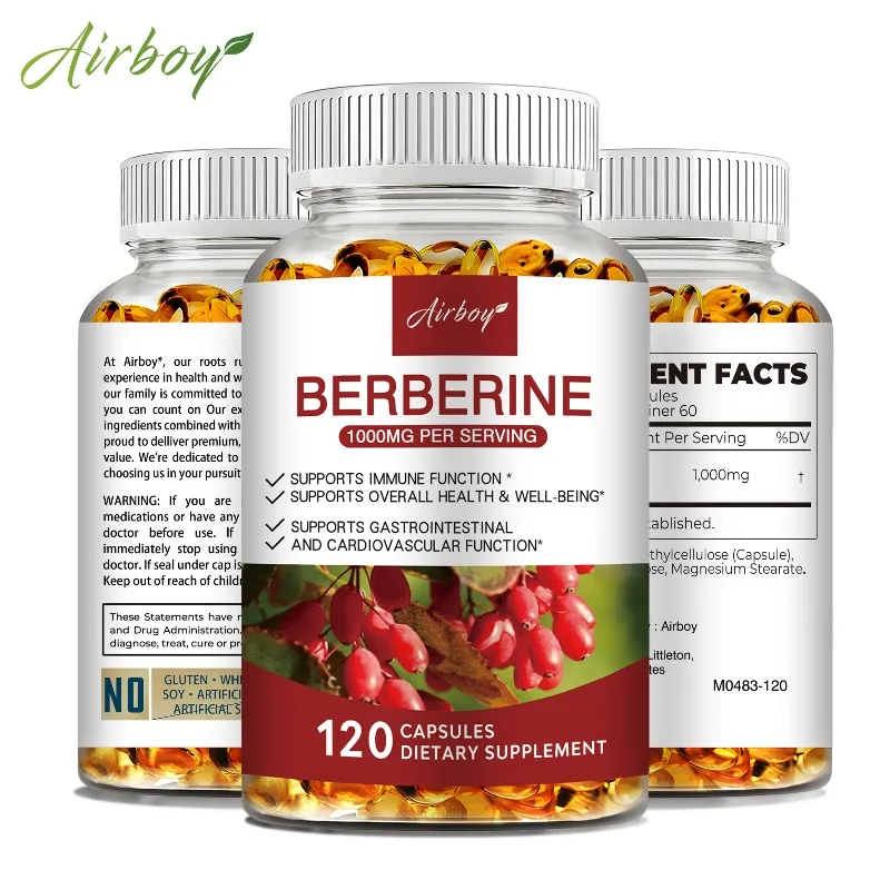 

Berberine Capsules - Promotes Cardiovascular and Cholesterol Health, Support Healthy Weight Management and Immune System