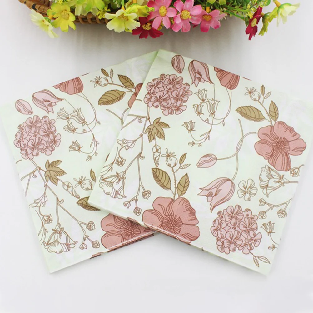 

40 PCS Printing Napkin Colored Paper Towels Donut Cookies Printing Napkin Party Supplies Facial Tissue for