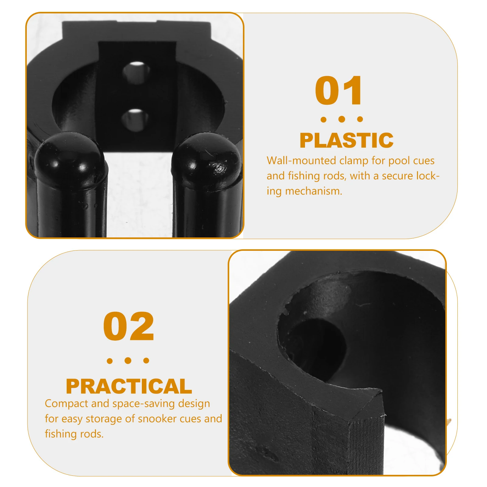 

15 шт. настенная стойка для кия, держатель для удочки, безопасный фиксирующий механизм, компактный прочный пластиковый настенный зажим для снукера