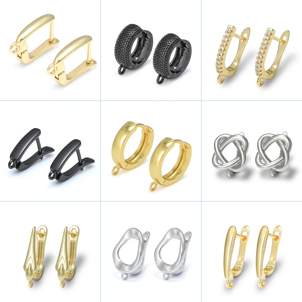 

DARENLI 1 Pair Smooth 18K Gold/Rhodium Plated Earring Hooks Ear Wire Fastener DIY Jewelry Making Accessories Supplies Wholesale