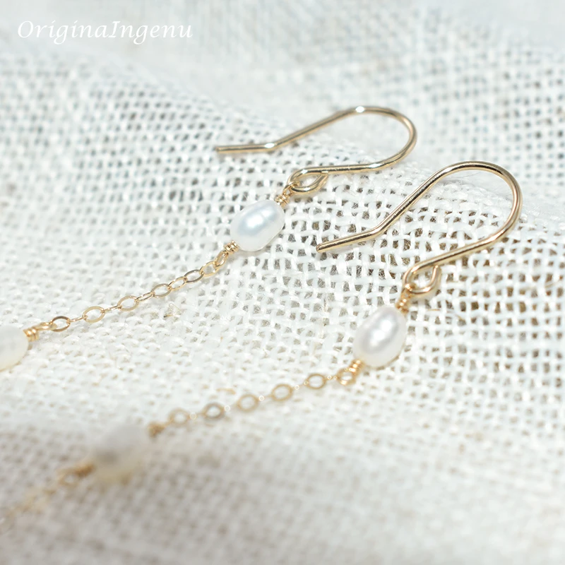 14 18kゴールド充填天然真珠イヤリング手作りジュエリー自 - Tassel Earrings Boho のレビューと価格