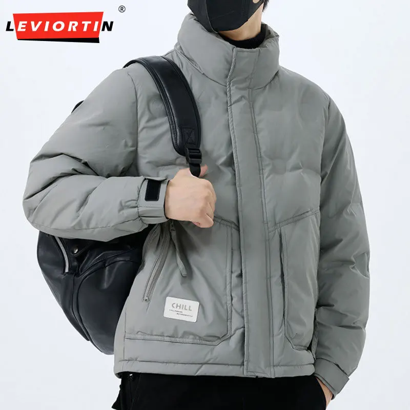 Winter down jacket for men 2024 new trendy brand short windproof stand up collar down jacket trendy casual versatile top DM-222#