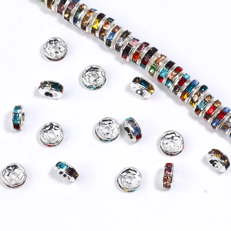  4-10 مللي متر 50 قطعة سبعة ألوان مختلطة حجر الراين خزر عازل DIY بها بنفسك أقراط صنع المجوهرات الملحقات #4