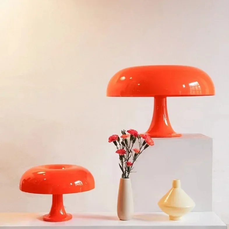 Reading Room Bedside Living Room Decoration Retro Lighting Mushroom Dimmable Donut Table Lamp Modern LED Orange