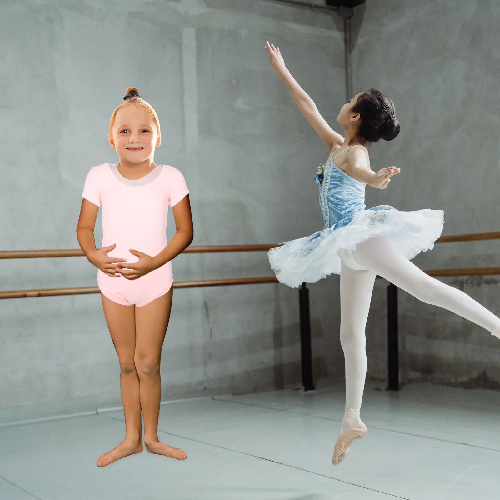 

Dance Practice Suit Girls Leotard Skirt Unitards Costumes Kids Cotton Lining Short Sleeve Summer Gymnastics Outfits Dance Exam