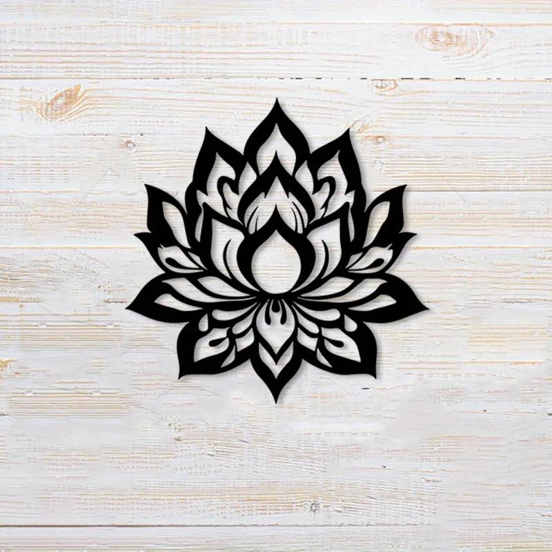 Mandala Flower Silhouette Metal Wall Art, Weather-Resistant Iron Mural, Modern Home Decor, Perfect Gift for Art Lovers