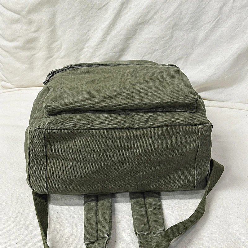 Brand High Quality Canvas Backpacks Women Solid 100% Cotton School Bags Soft Green Satchels Small Cloth Leisure Or Travel Bags