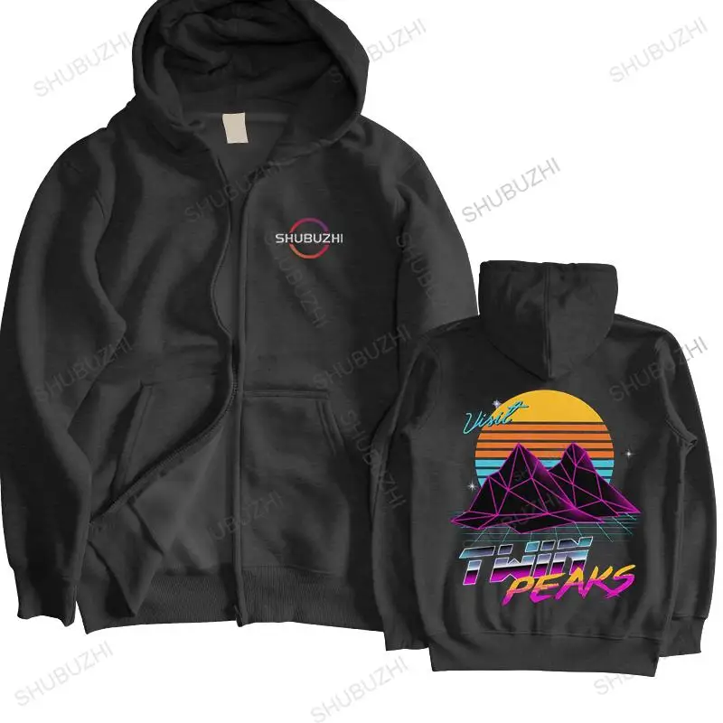 Vaporwave Visit Twin Peaks hoodie for Men Pure Cotton Mountain sweatshirt Top Fashion winter pullover 90s TV hoody Merch