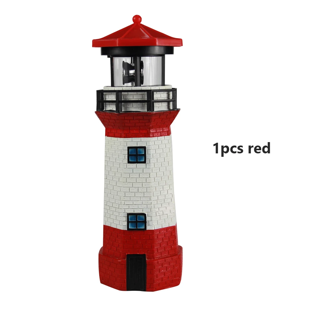 Vuurtoren Solar LED-licht Tuinhek Tuin Buitenversiering Baken Roterende lamp Decoratie Landschap Binnenplaatsverlichting