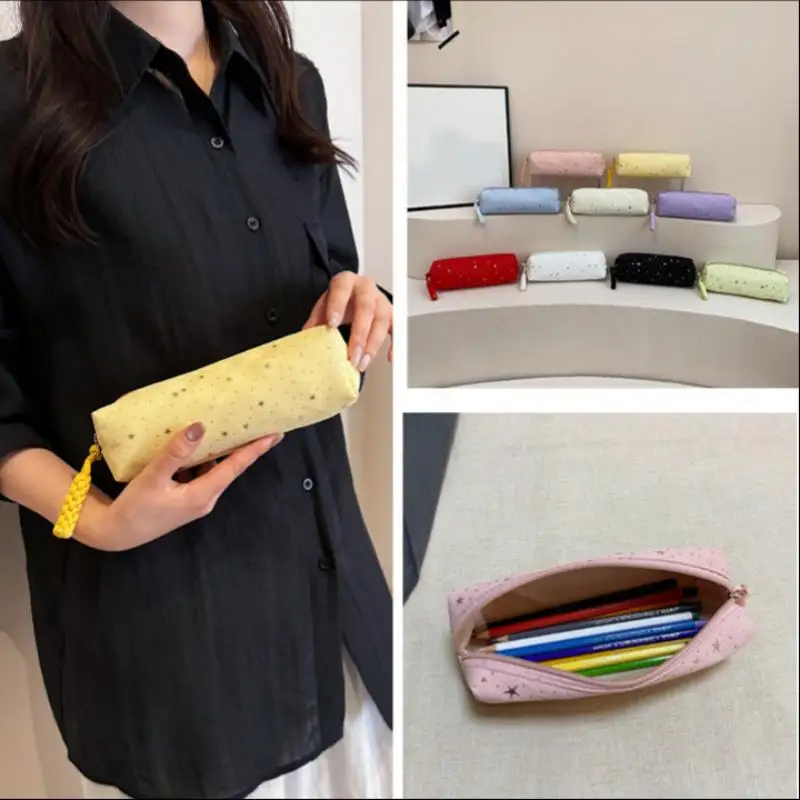 Creativity Star Wave Dot Pencil Case Minimalist INS Style Large Capacity Portable Multi Functional Makeup Bag Storage Bag