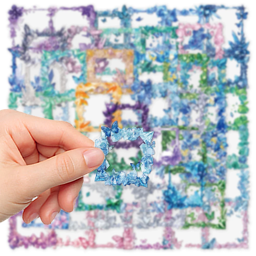 10/30/50pcs Transparent Cute INS Style Butterfly Crystal Frame Stickers for Stationery Diary Phone Case Kawaii Sticker Toys
