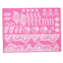 Shell Conch Seaweed Silicone Mold Lace Mat Fondant Mould Cake Decorating Tool Chocolate, Gumpastes Mold, Sugarcraft K495