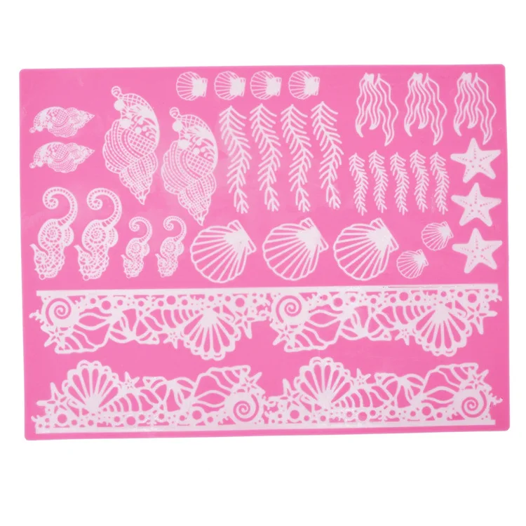 Shell Conch Seaweed Silicone Mold Lace Mat Fondant Mould Cake Decorating Tool Chocolate, Gumpastes Mold, Sugarcraft K495