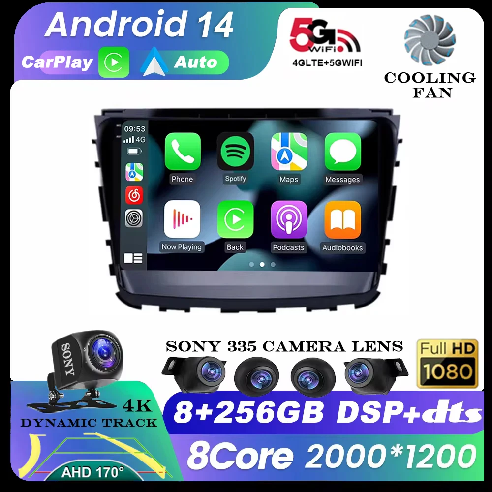 Android 14 Auto WIFI 4G LET Car Radio Video Player For SsangYong Rexton 2019 - 2022 Multimedia GPS Stereo Carplay 360 Camera DSP