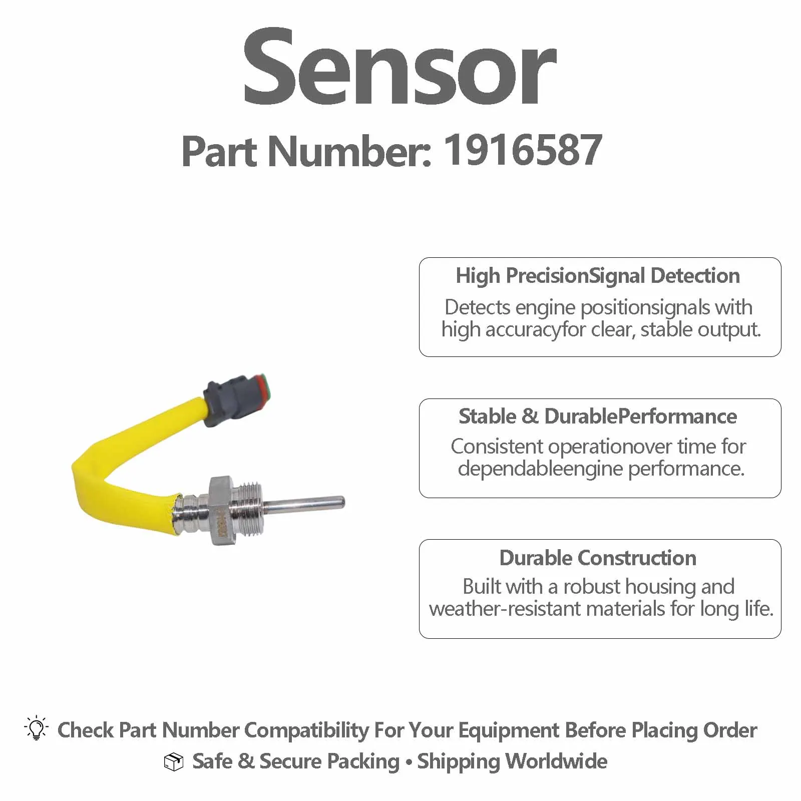 191-6587 1916587 2-Pin Temperature Sensor For Caterpillar CAT AD22 AD22 Underground Articulated Truck