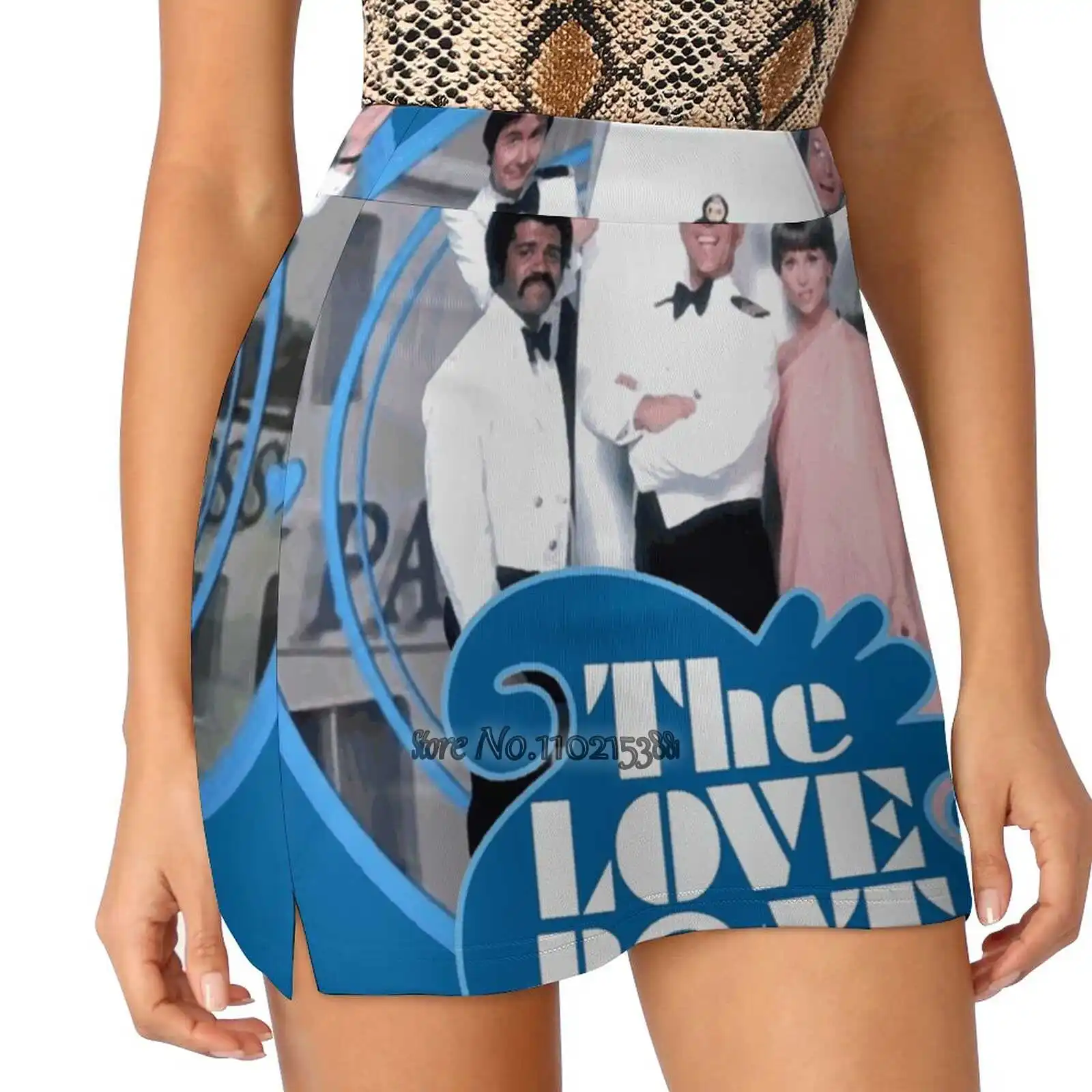 

The Love Boat Pacific Princess 70S Retro Cast Tribute Fake Two-Piece Hakama Skirt Women Pencil Skirts Workout Sports Mini Skirt