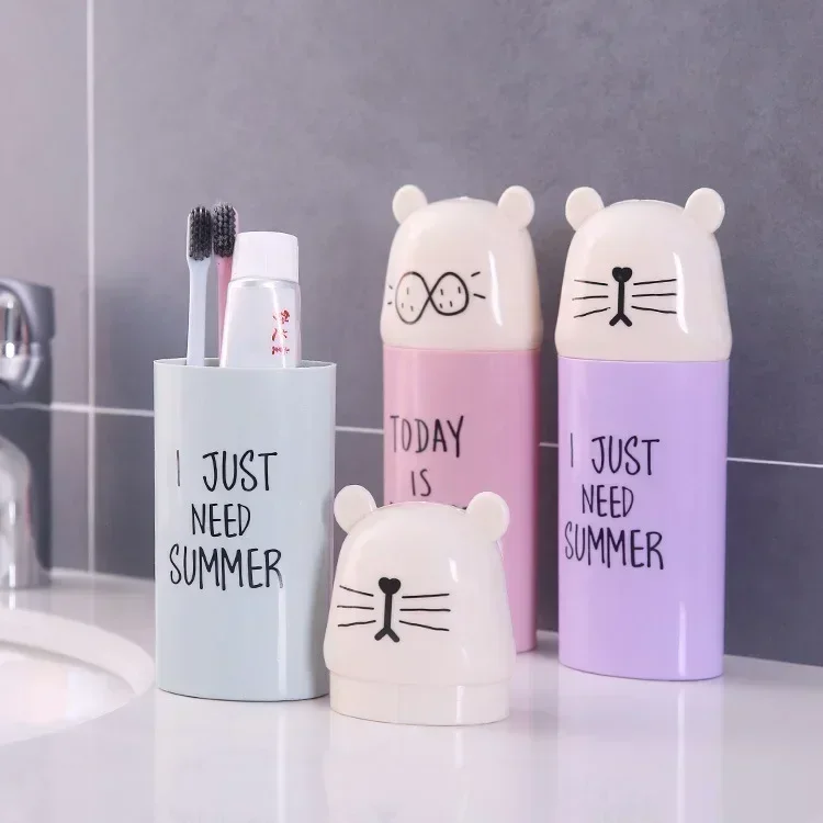 Cute Toothbrush Toothpaste Cups Portable Storage Boxes Brush Washing Tooth Gargle Case Children Bathroom Travel Organizer