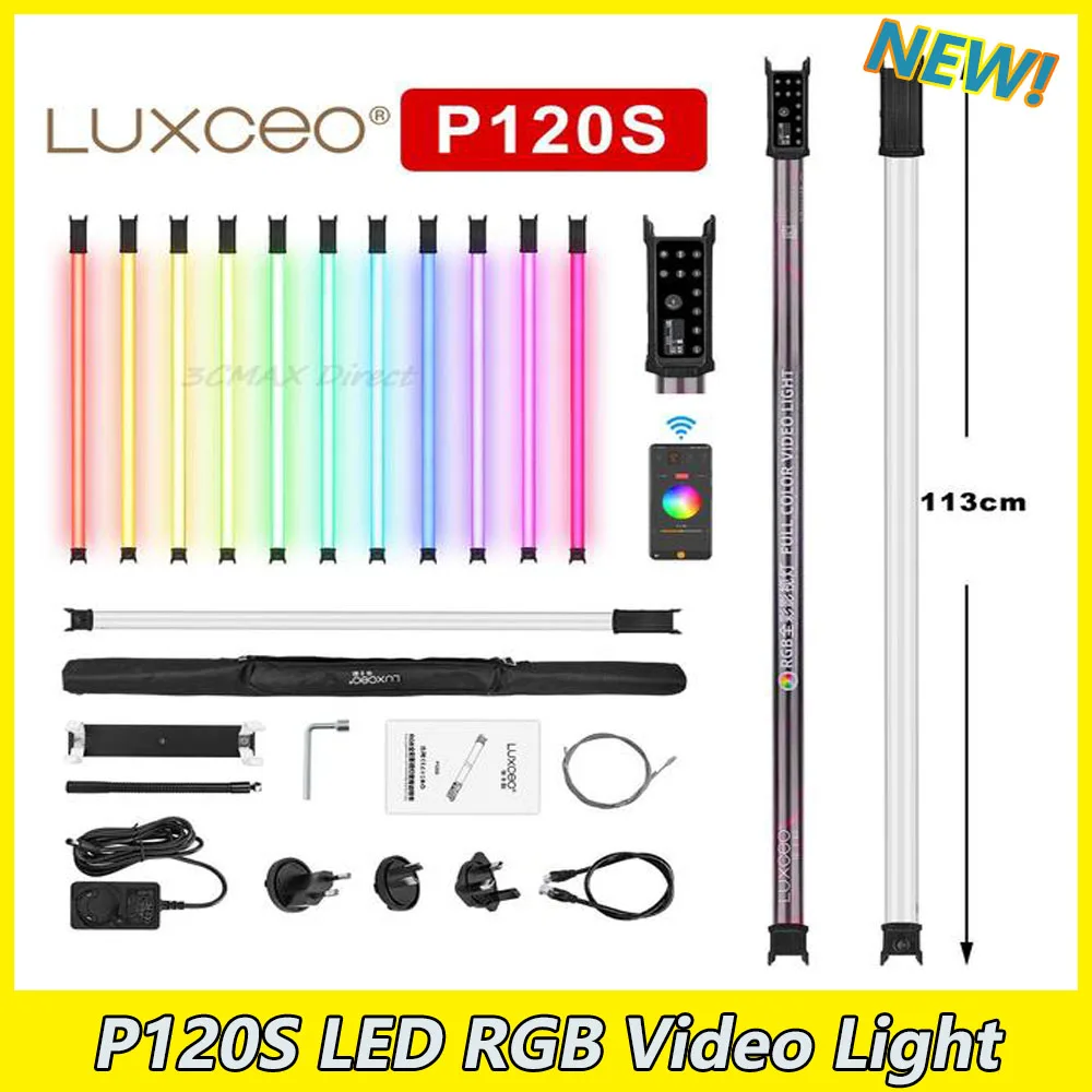 LUXCEO P120S RGB Video Light With APP Control 30W 120cm 2000~10000K 3000LM IP68 Waterproof for Studio Lightpainting Fill Lamp