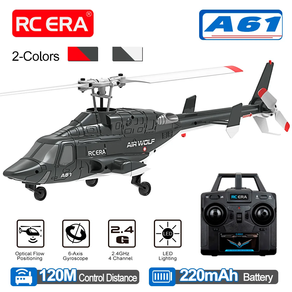 

RC ERA A61 Airwolf Helicopter 4CH Optical Flow Positioning 1/52 6-axis 10Min Fight Time 120M Bell222 Remote Control Airplane