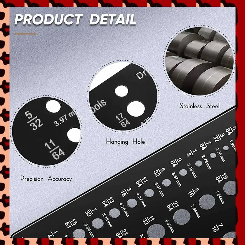 

A72P 2X Калибр сверла от 1/16 до 1/2 дюйма, размер винта и калибр резьбы дюйма и десятичный калибр Направляющая размера сверла