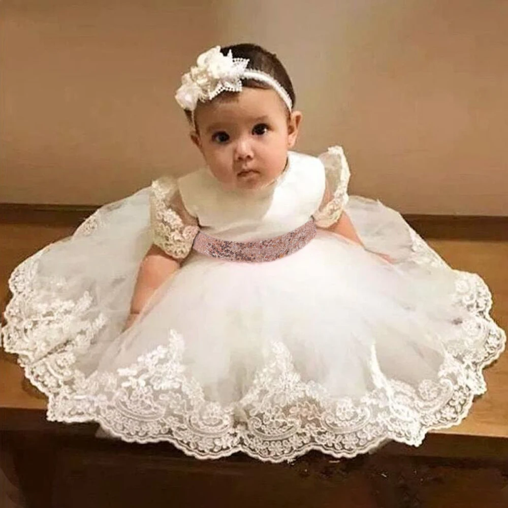 Toddler Sequins Bow Baby Girls Dress Newborn Baptism 1st Birthday Kids Princess Dresses for Girl Wedding Bridesmaid Evening Gown