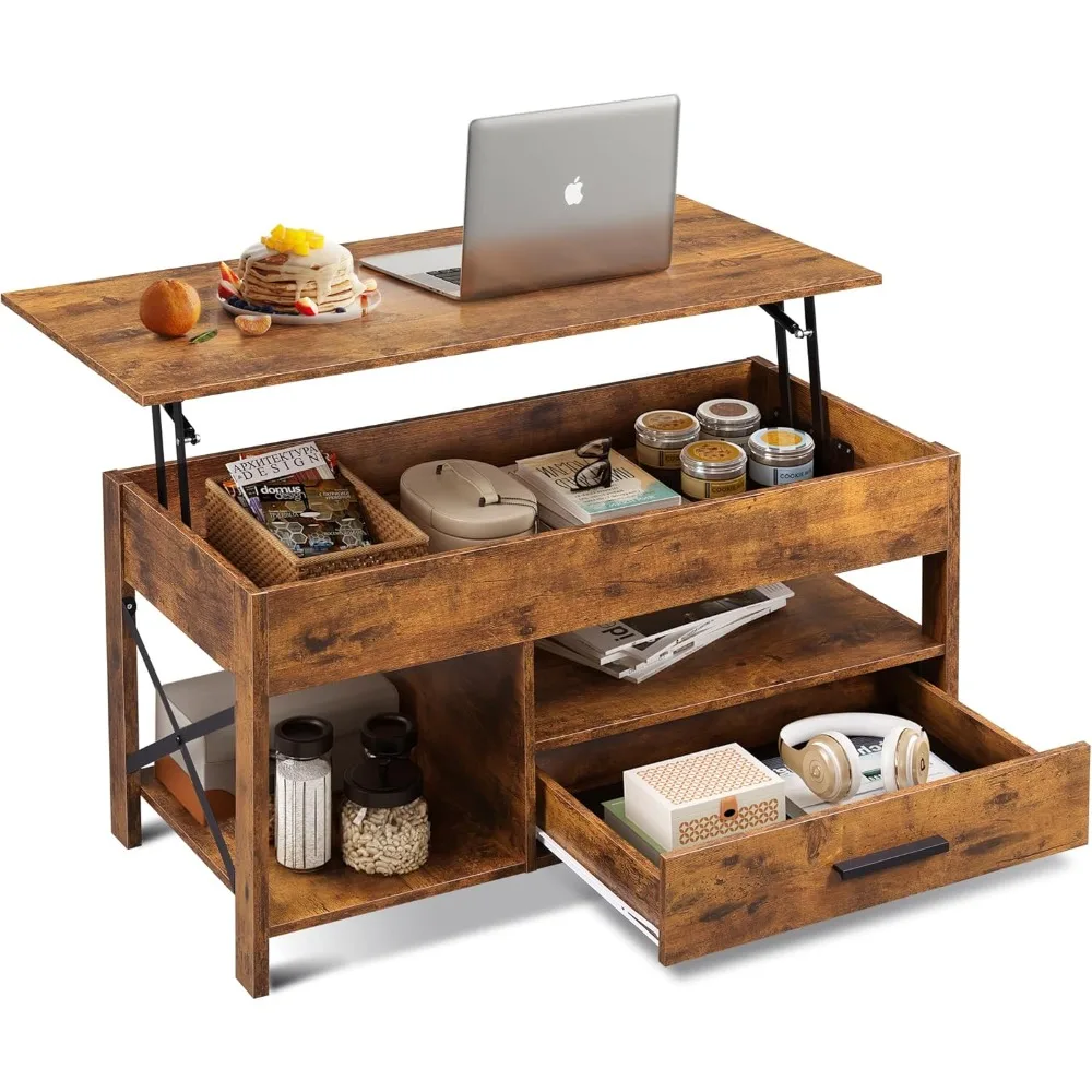 

Coffee Table, 39" Lift Top Coffee Table with Hidden Compartment, Storage Drawers and Storage Shelf for Living Room, Reception R