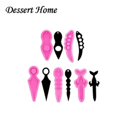 DY1132 Knife Mould Sugar Craft DIY Cake Moulds, Silicone Mold to Make Keychain Crafts with Epoxy, Fondant Chocolate Bakeware