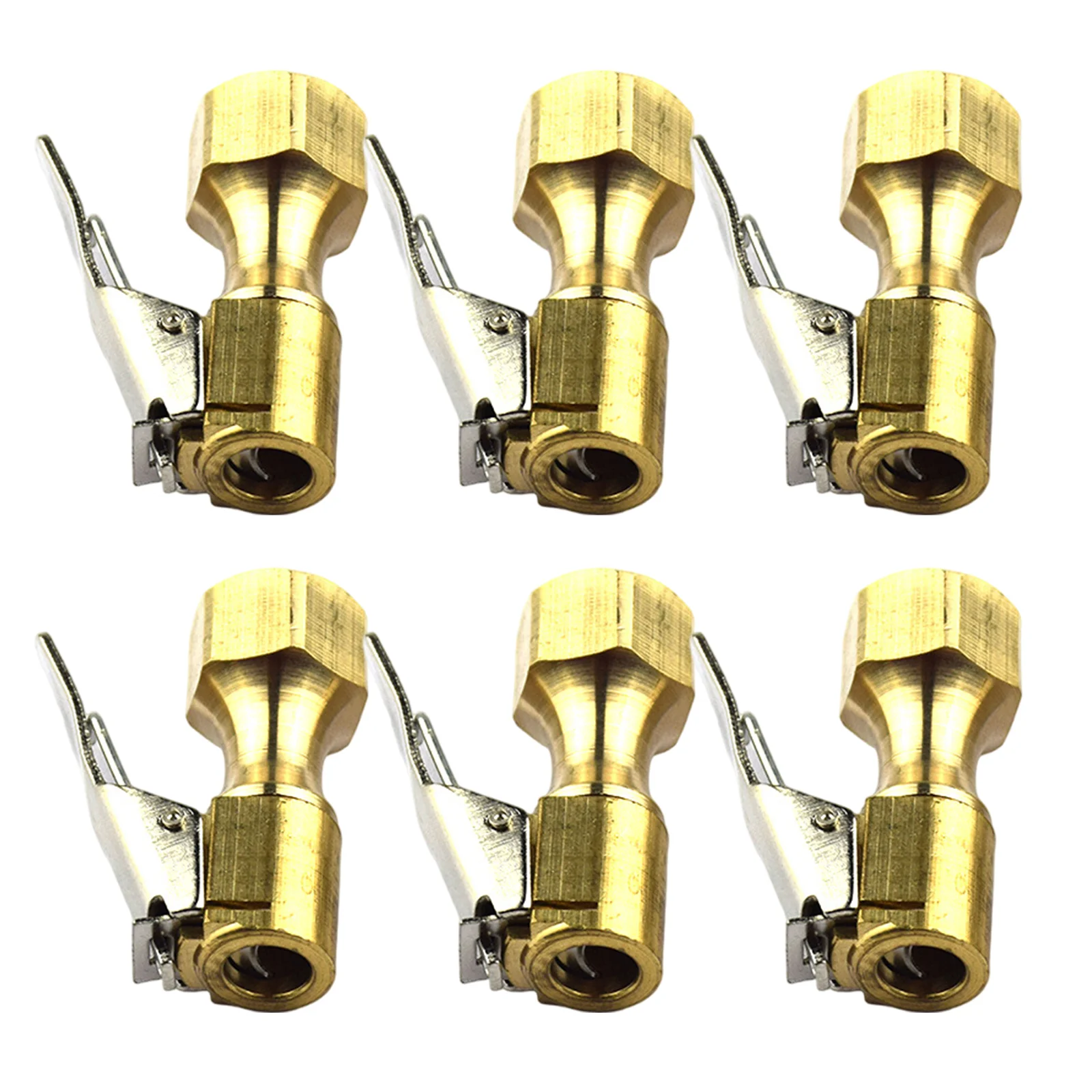 

6Pcs Tire Duty Brass Locking Air Chuck Clip Quick Release Air Inflator Adapter No Leakage Vehicle Tire Nozzle