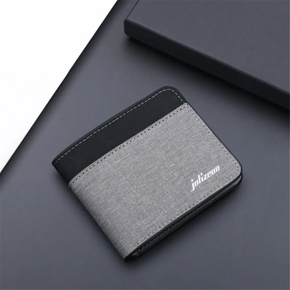 Canvas Men Card Holder Wallet Male Money Bag Id/Photo/Bank Holder Short Purse Credit Card Case Bag Black/Blue/Gray 2024 New Year