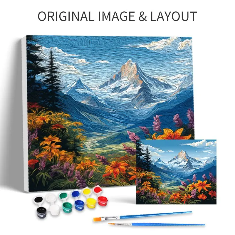 CHENISTORY Pictures By Number Snow Mountain Scenery Kits Painting By Number Drawing On Canvas HandPainted Art Home Decoration