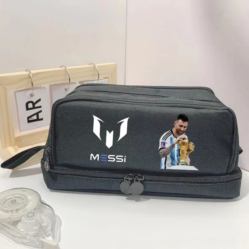 Fashion Football Star Pencil Case Messi High Appearance Student Large Capacity Pen Bag Multi Layer Organizer School Supplies