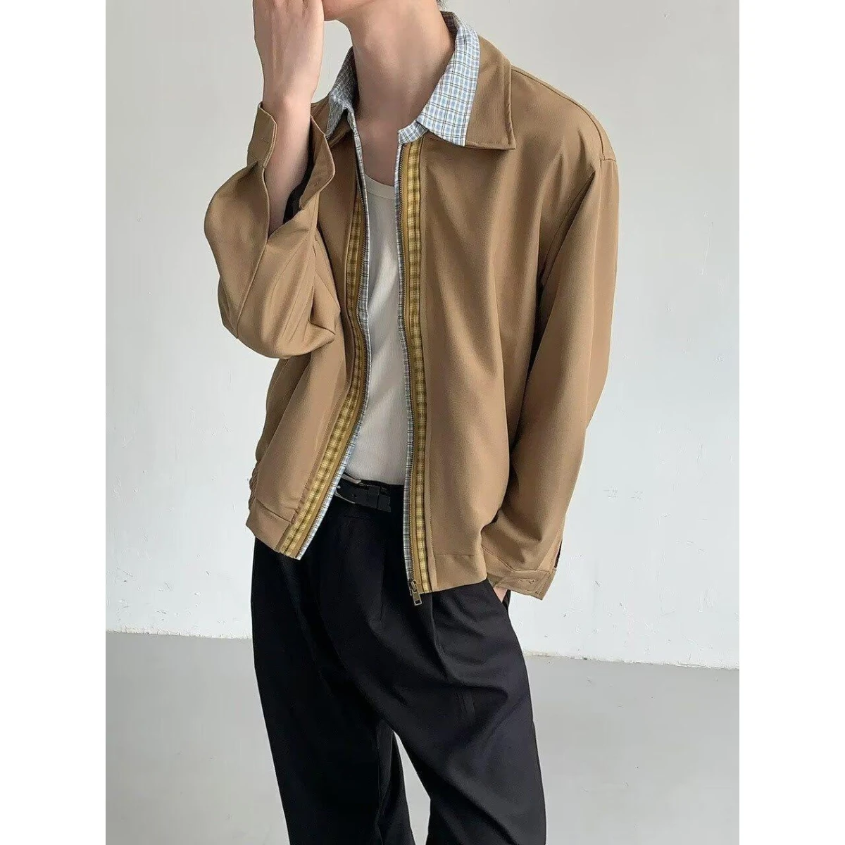 

Lin Weiyang Spring Vintage Waed Harlan Work Jaet Men's Women's American Sle Retro Workwear Jaet Youth Faion