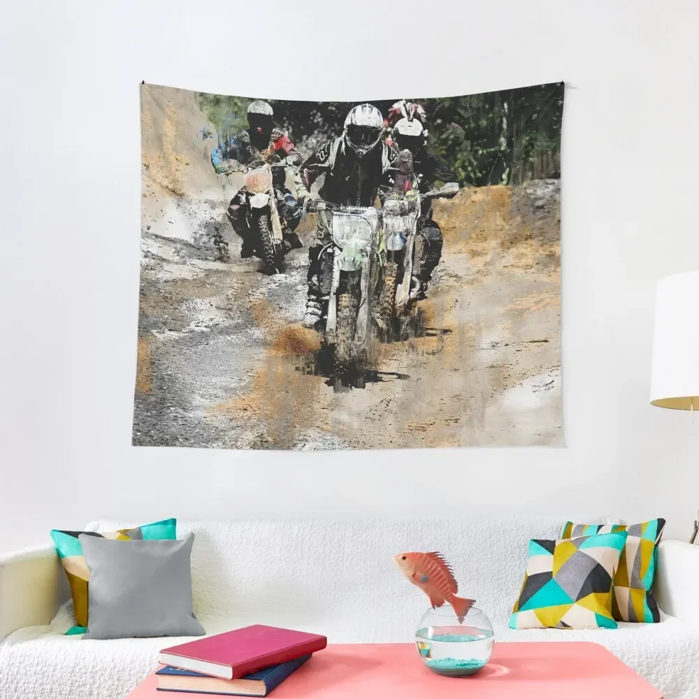 

Oncoming!- Motocross Racers Tapestry Wall Art Tapete For The Wall Room Decor Aesthetic Decoration For Home Tapestry