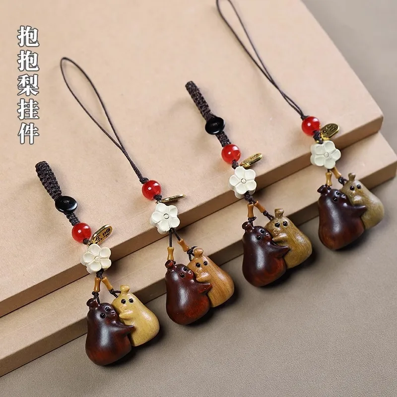 Rosewood never parting pear keychain personality pendant cute cuddle pear Rosewood mobile phone decoration pendant