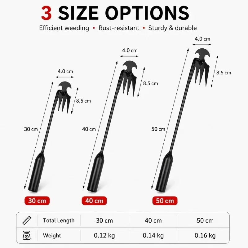 2 in 1 Garden Rake Manual Seed Grass Rooting Tool Puller Shovel 4 Teeth Weeding Removal Hand Gardening Loose Soil Tool Weeder - view 6