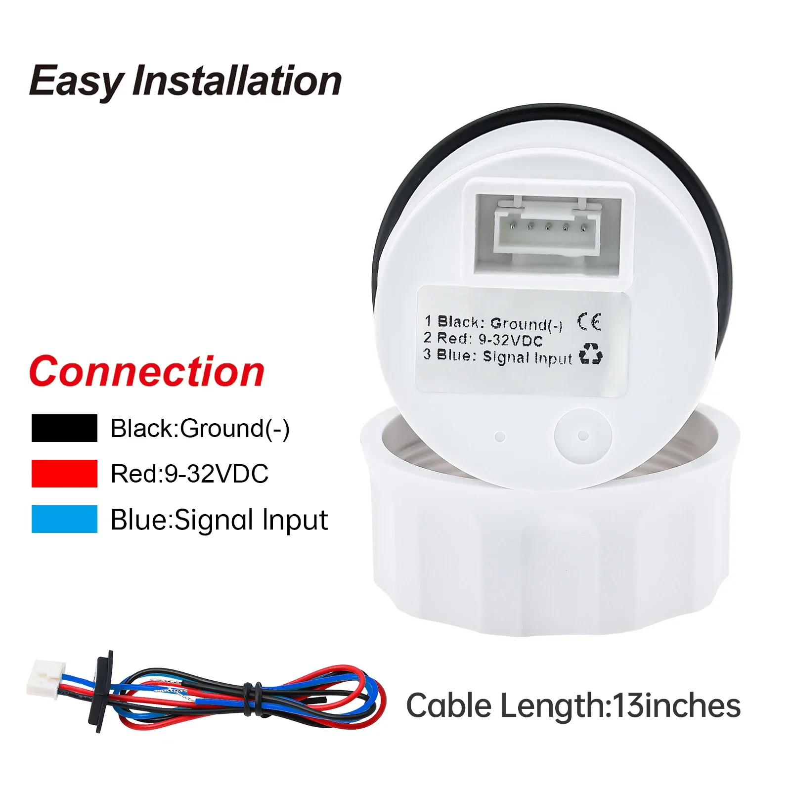 52mm Digital Car Gauge Oil Pressure Gauge 0-10bar With Flashing Alarm Universal 1/8 NPT Pressure Sensor For 12V 24V Car Boat