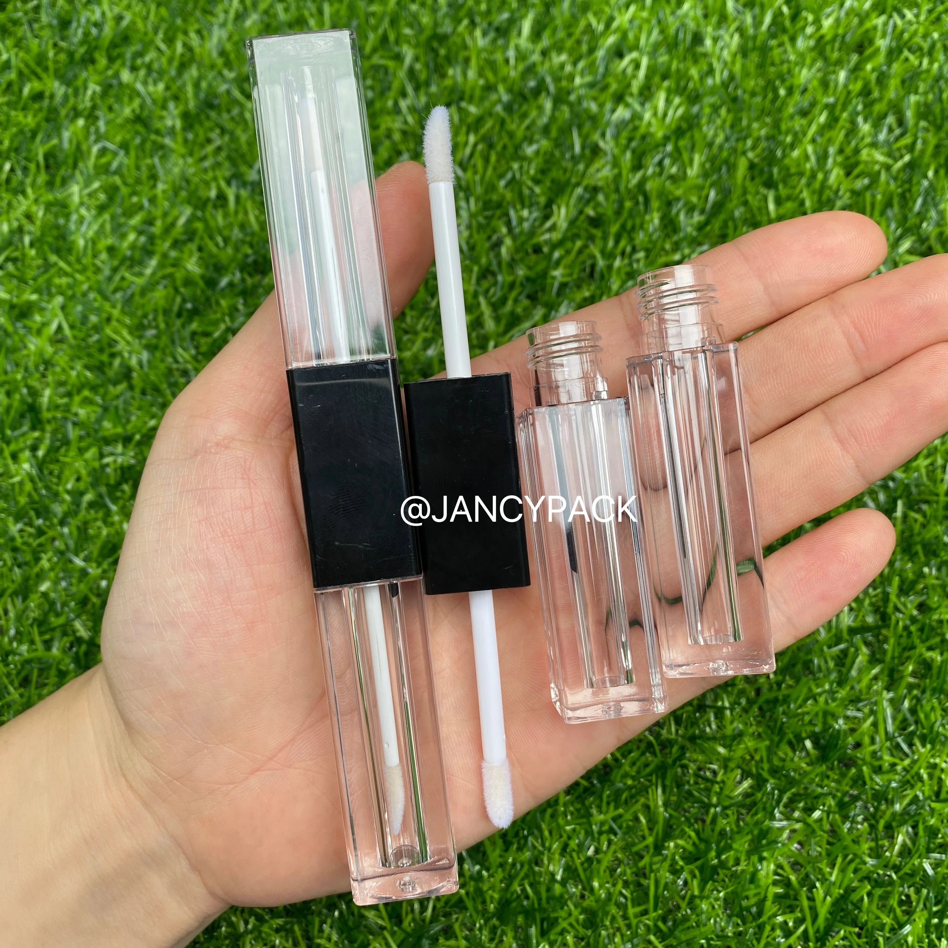 

6ML Dual End Black Lip Gloss Tubes Empty Lip Glaze Bottle DIY Lip Gloss Container Refillable Empty Bottles Custom Logo