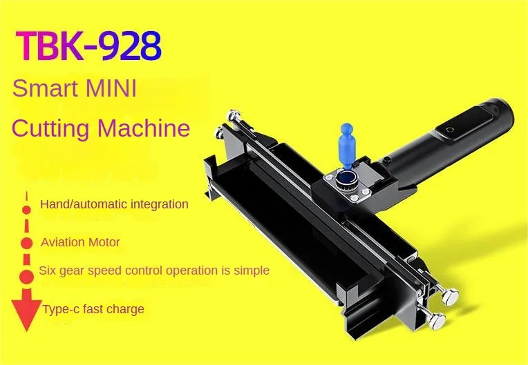 TBK928 Mini macchina da taglio elettrica portatile autolampata ad alta precisione per apparecchiature industriali per telefoni curvi e diritti
