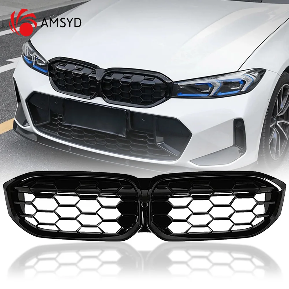 

Car Front Grill Piano Black Diamond Style Kidney Grille Auto front Bumper For BMW 3 Series G20 2023 2024