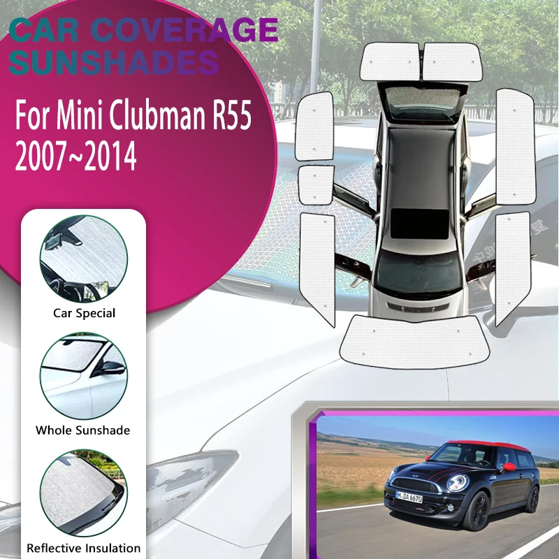 Car Sunshade Covers For BMW Mini Clubman R55 2007 2008 2009 2010 2011~2014 Sunproof Visors Sunscreen Window Coverage Accessories