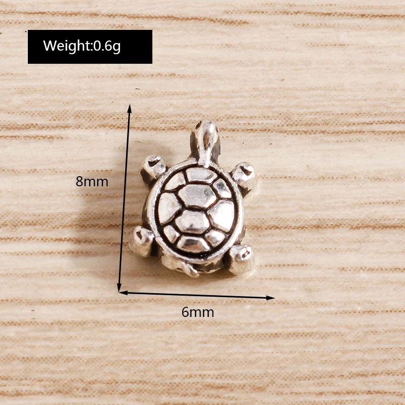 50pcs Cute Mini Alloy Turtle Loose Spacer Charms Beads for Jewelry Making DIY Bracelets Necklaces Handmade Crafts Accessories