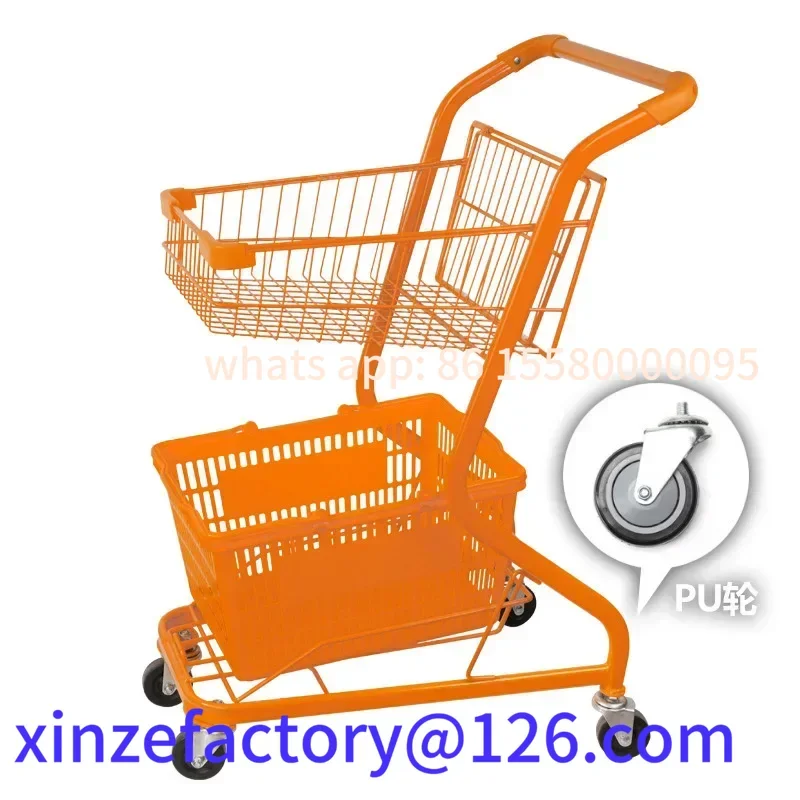 Aanpasbare supermarkt dubbele winkelwagen pop clip machine huisdier snackwinkel geel oranje gekleurd