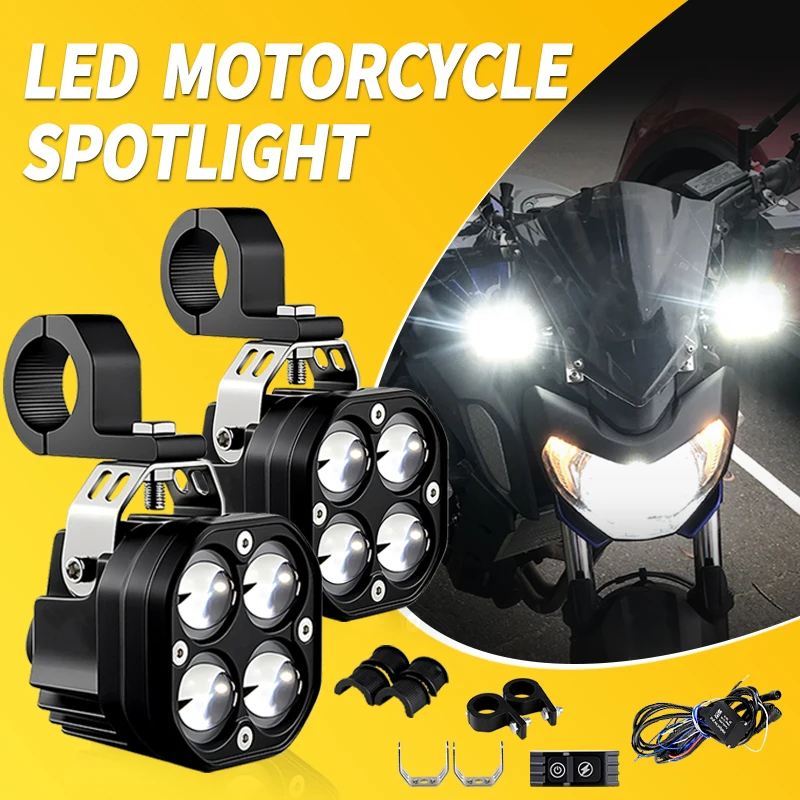 

1 Set LED Motorcycle Headlights For YAMAHA MT07 2018 2019 2020 2021 Hi/Lo Beam White/Amber Bulbs Fog Lamp Auxiliary Spotlight