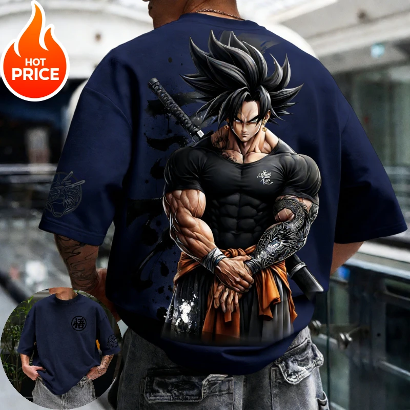 Son Goku Gym Dragon Ball Super Saiyan Harajuku Herren Sommer Baumwoll-T-Shirt Top Locker Sitzend Damen Streetwear Lässiges Kurzarm-Shirt