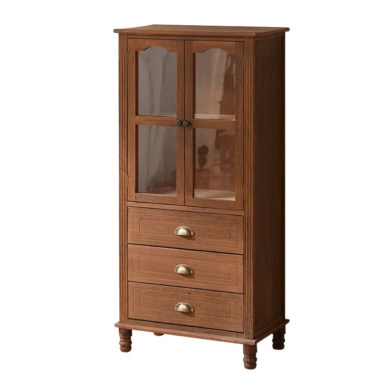

American solid wood chest, retro locker with door, living room storage cabinet, side cabinet, small wine cabinet