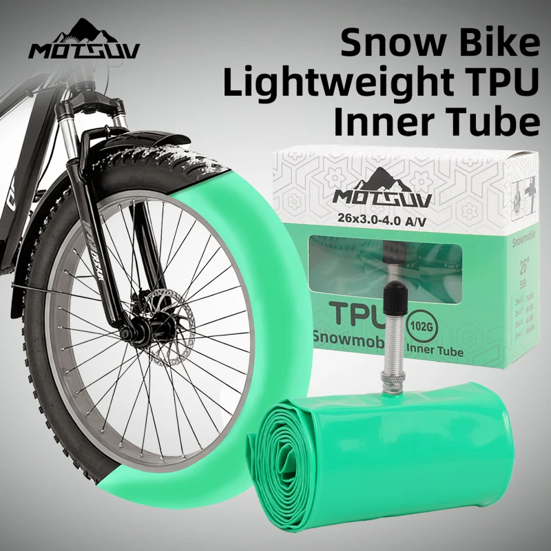 Chambre à air en TPU MOTSUV 45 mm en alliage d'aluminium pour vélo de neige, compatible avec les pneus de 20, 24, 26, 27,5, 29 pouces x 3,0, 4,0, pour VTT et Fat Bike 29 pouces
