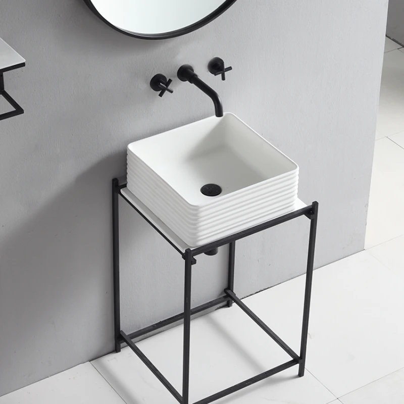 Industrial style bathroom cabinet, simple basin storage rack, simple washbasin, artistic and touching stone making